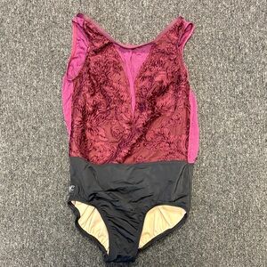 Elegant Burgundy and Black Leotard- Kandi Kouture Adult S